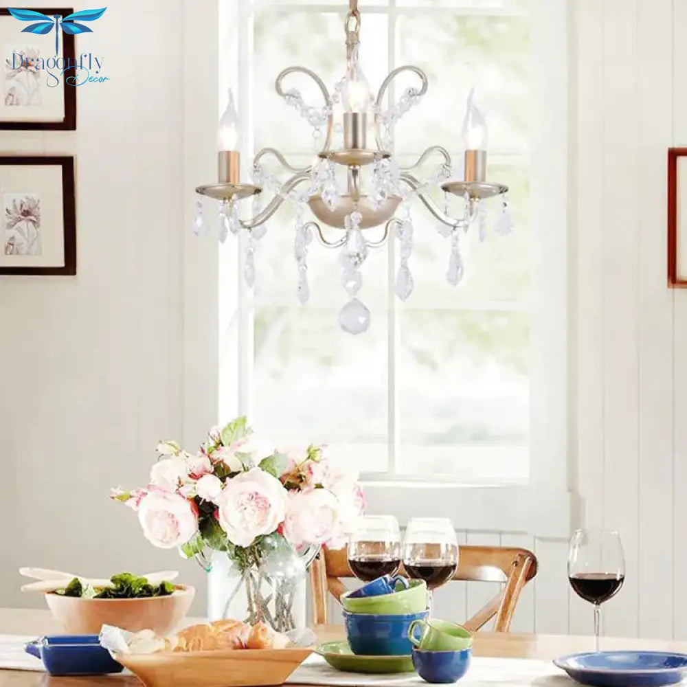 Gold Armed Chandelier Lighting Traditionary 3 Heads Metal Pendant Light Fixture For Dining Room