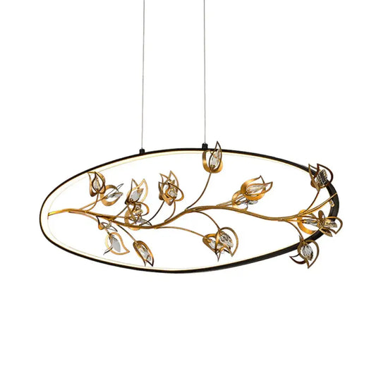 Gold Branch Pendant Ceiling Light Modernism Leaf Crystal Led Chandelier Lighting