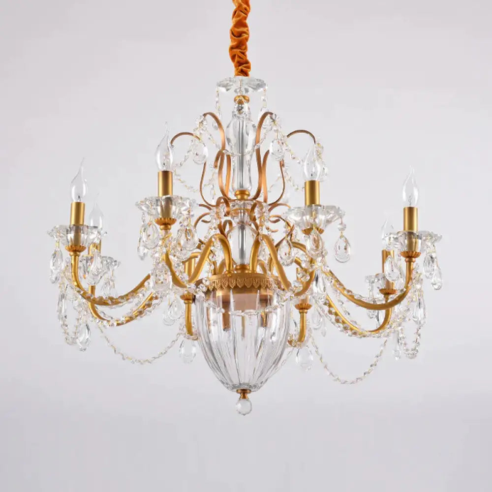 Gold Candlestick Hanging Chandelier Rural Crystal 6/8 Lights Bedroom Suspension Lighting 8 /