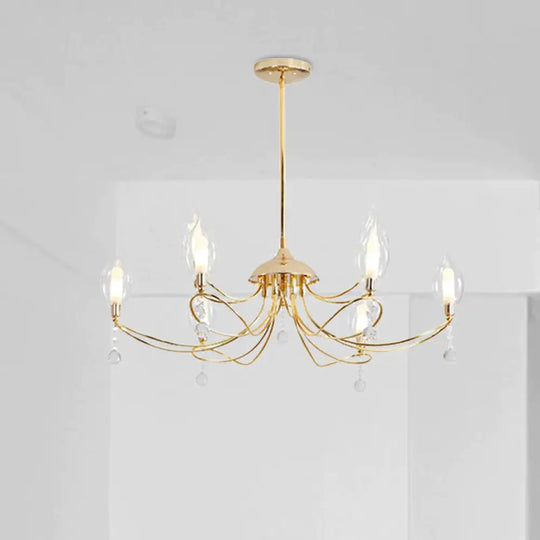 Gold Curved Arm Chandelier Lamp Modernist 9/15/18 Heads Metal Ceiling Pendant Light For Living Room
