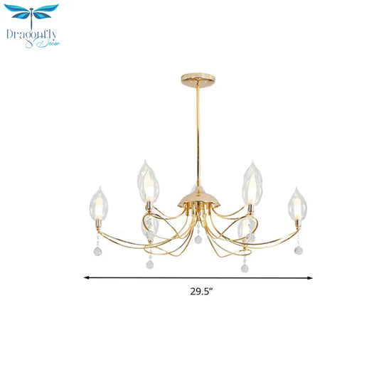 Gold Curved Arm Chandelier Lamp Modernist 9/15/18 Heads Metal Ceiling Pendant Light For Living Room
