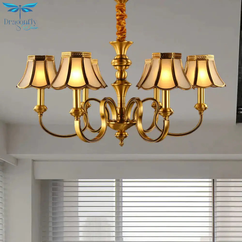 Gold Finish Radial Ceiling Suspension Lamp Colonialism Metal 3/5/6 Heads Living Room Pendant