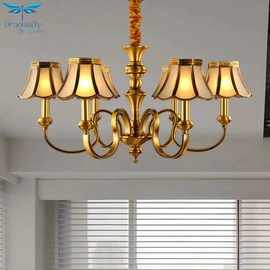 Gold Finish Radial Ceiling Suspension Lamp Colonialism Metal 3/5/6 Heads Living Room Pendant