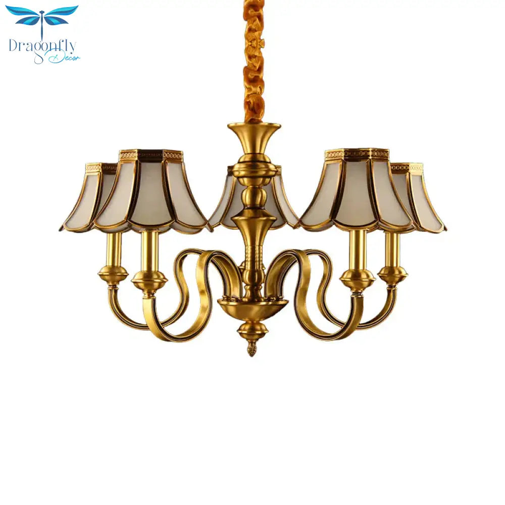 Gold Finish Radial Ceiling Suspension Lamp Colonialism Metal 3/5/6 Heads Living Room Pendant