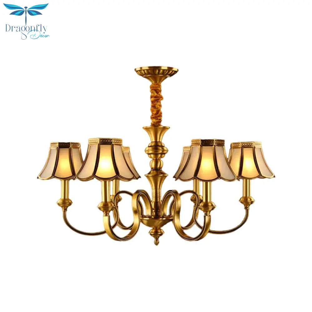 Gold Finish Radial Ceiling Suspension Lamp Colonialism Metal 3/5/6 Heads Living Room Pendant