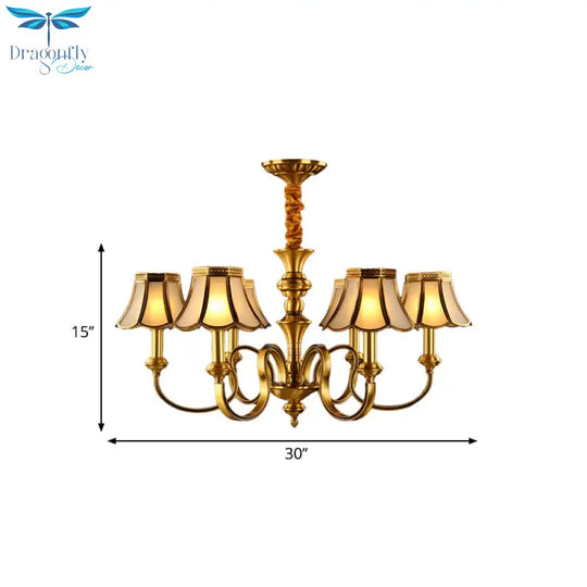 Gold Finish Radial Ceiling Suspension Lamp Colonialism Metal 3/5/6 Heads Living Room Pendant