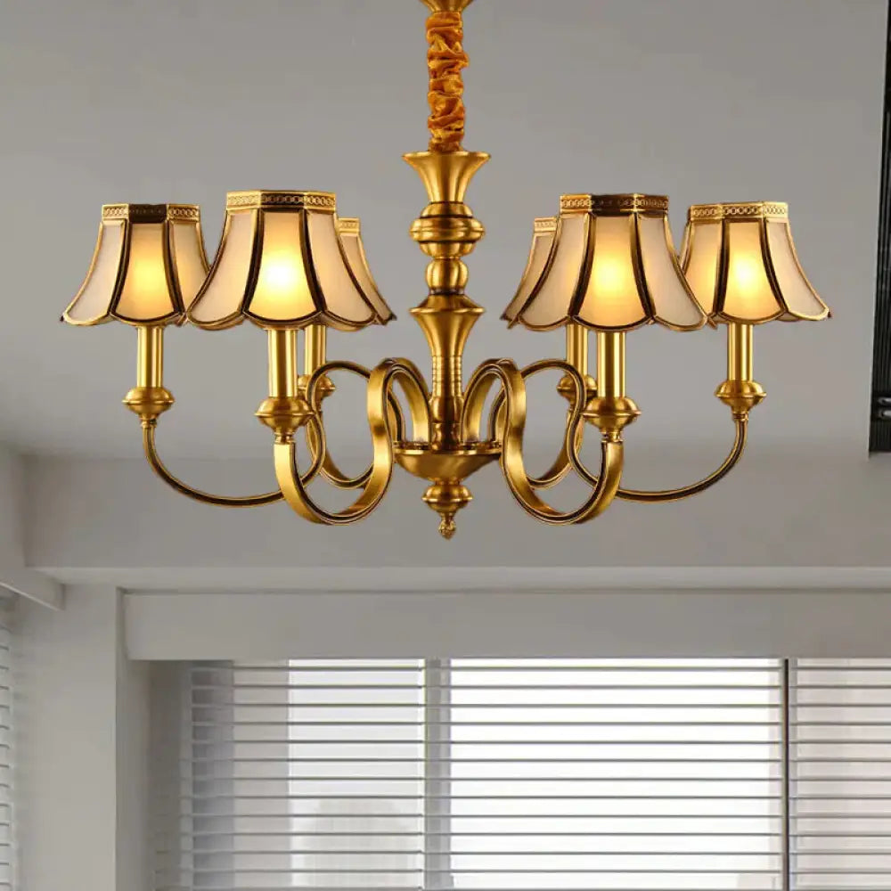 Gold Finish Radial Ceiling Suspension Lamp Colonialism Metal 3/5/6 Heads Living Room Pendant