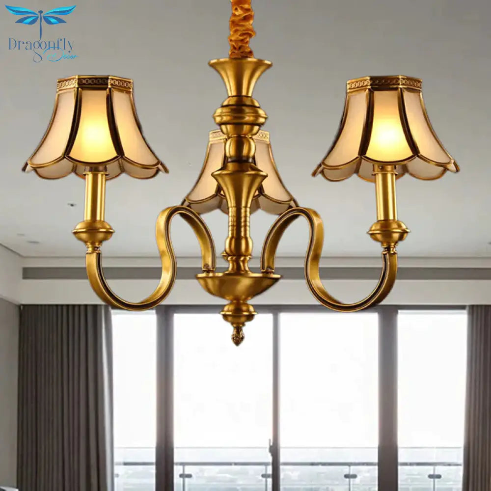 Gold Finish Radial Ceiling Suspension Lamp Colonialism Metal 3/5/6 Heads Living Room Pendant