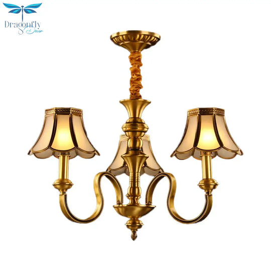 Gold Finish Radial Ceiling Suspension Lamp Colonialism Metal 3/5/6 Heads Living Room Pendant