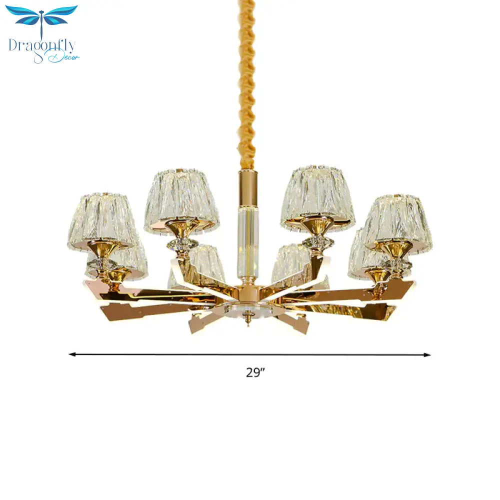 Gold Sputnik Hanging Ceiling Light Postmodern Crystal Block 6/8/12 Heads Living Room Pendant