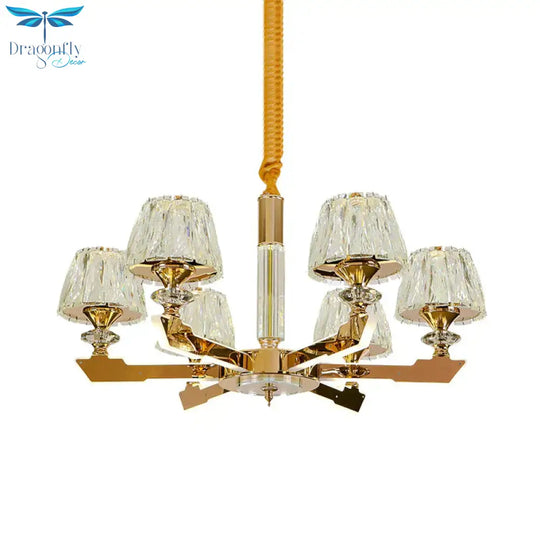 Gold Sputnik Hanging Ceiling Light Postmodern Crystal Block 6/8/12 Heads Living Room Pendant