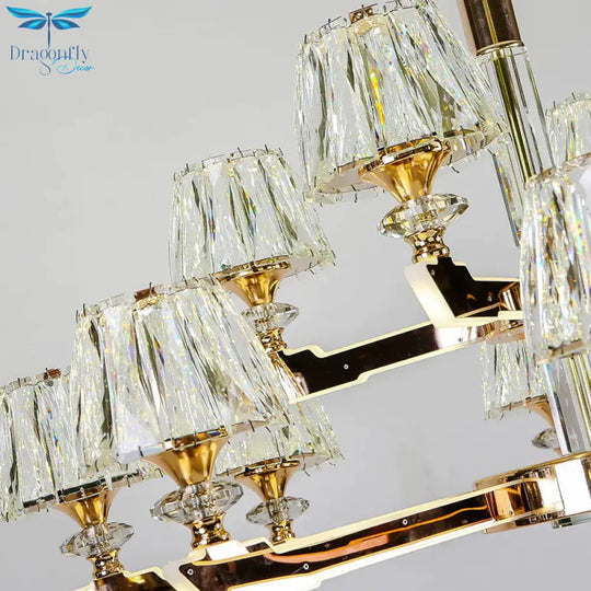 Gold Sputnik Hanging Ceiling Light Postmodern Crystal Block 6/8/12 Heads Living Room Pendant