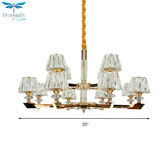 Gold Sputnik Hanging Ceiling Light Postmodern Crystal Block 6/8/12 Heads Living Room Pendant