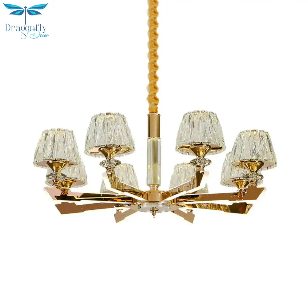 Gold Sputnik Hanging Ceiling Light Postmodern Crystal Block 6/8/12 Heads Living Room Pendant