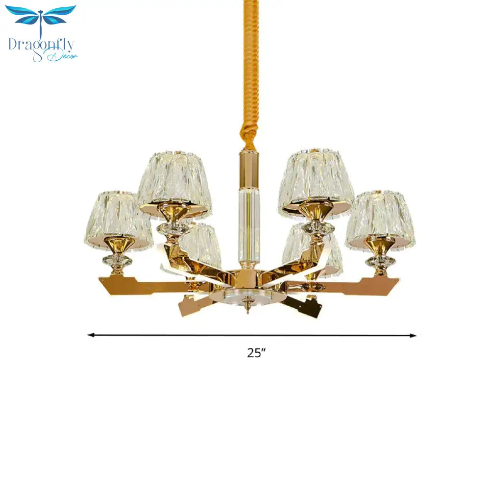 Gold Sputnik Hanging Ceiling Light Postmodern Crystal Block 6/8/12 Heads Living Room Pendant