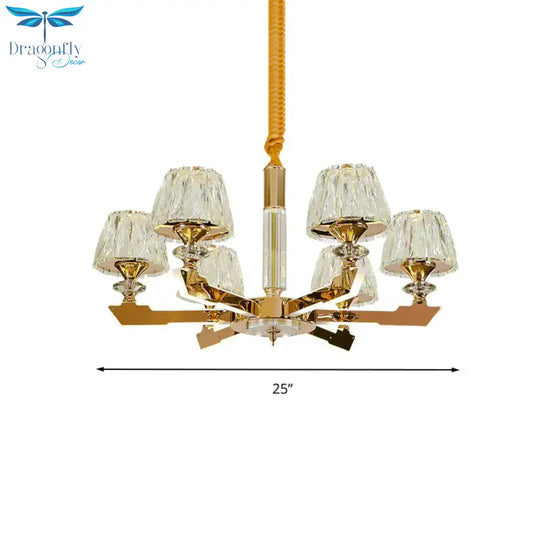 Gold Sputnik Hanging Ceiling Light Postmodern Crystal Block 6/8/12 Heads Living Room Pendant