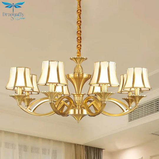 Gold Starburst Chandelier Lamp Colony Metal 3/6/8 Heads Pendant Ceiling Light With Flared Opal