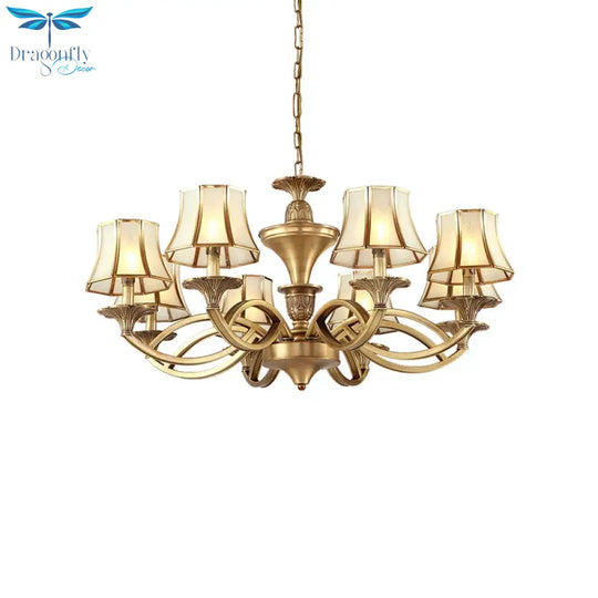 Gold Starburst Chandelier Lamp Colony Metal 3/6/8 Heads Pendant Ceiling Light With Flared Opal