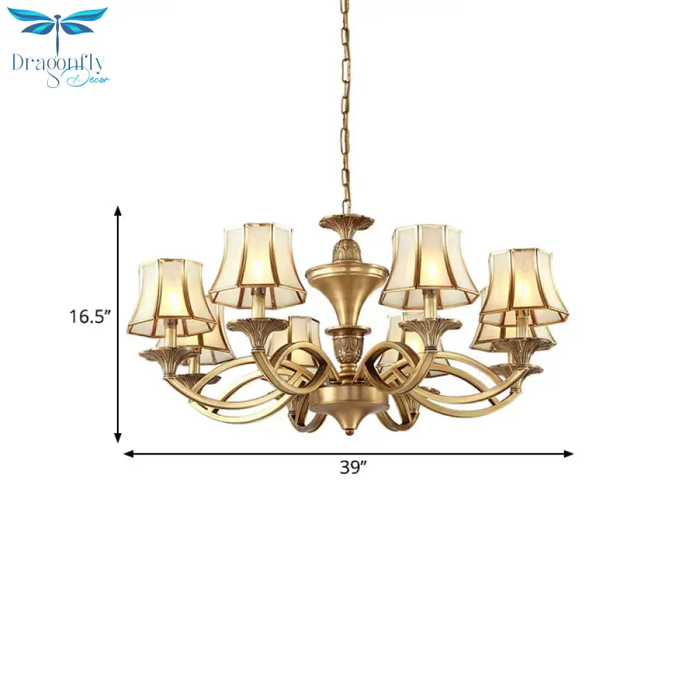 Gold Starburst Chandelier Lamp Colony Metal 3/6/8 Heads Pendant Ceiling Light With Flared Opal