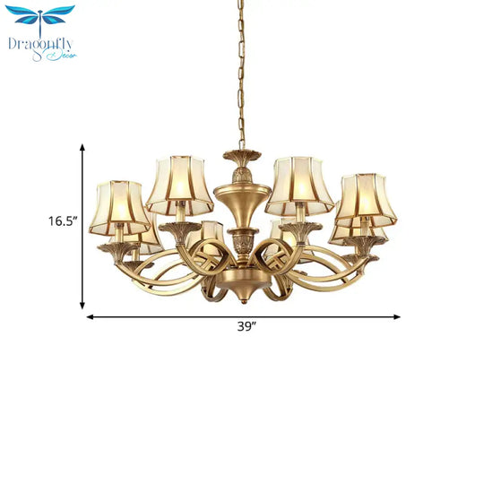 Gold Starburst Chandelier Lamp Colony Metal 3/6/8 Heads Pendant Ceiling Light With Flared Opal