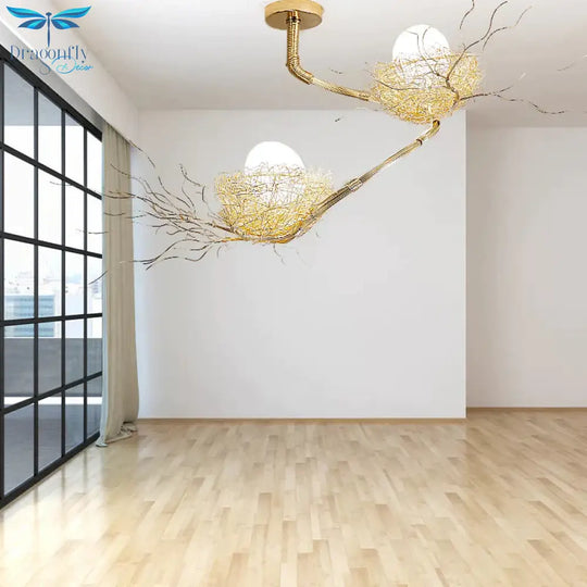 Golden Pendant Light Fixture With Egg Matte White Glass Shade