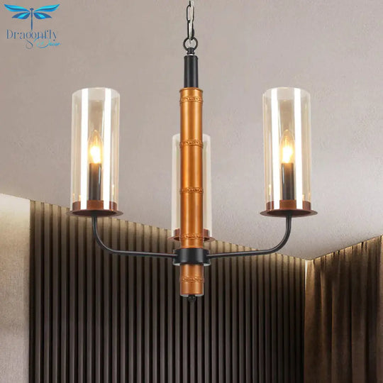 Grey Glass Tubular Chandelier Lighting Modernist 3/5/6 Lights Living Room Pendant Lamp Kit In Gold
