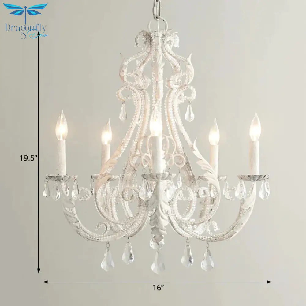 Grey/White Spur Chandelier Modern 5/6 Heads Crystal Ceiling Pendant Light For Living Room