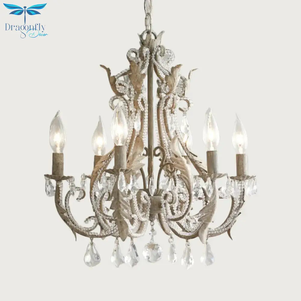 Grey/White Spur Chandelier Modern 5/6 Heads Crystal Ceiling Pendant Light For Living Room