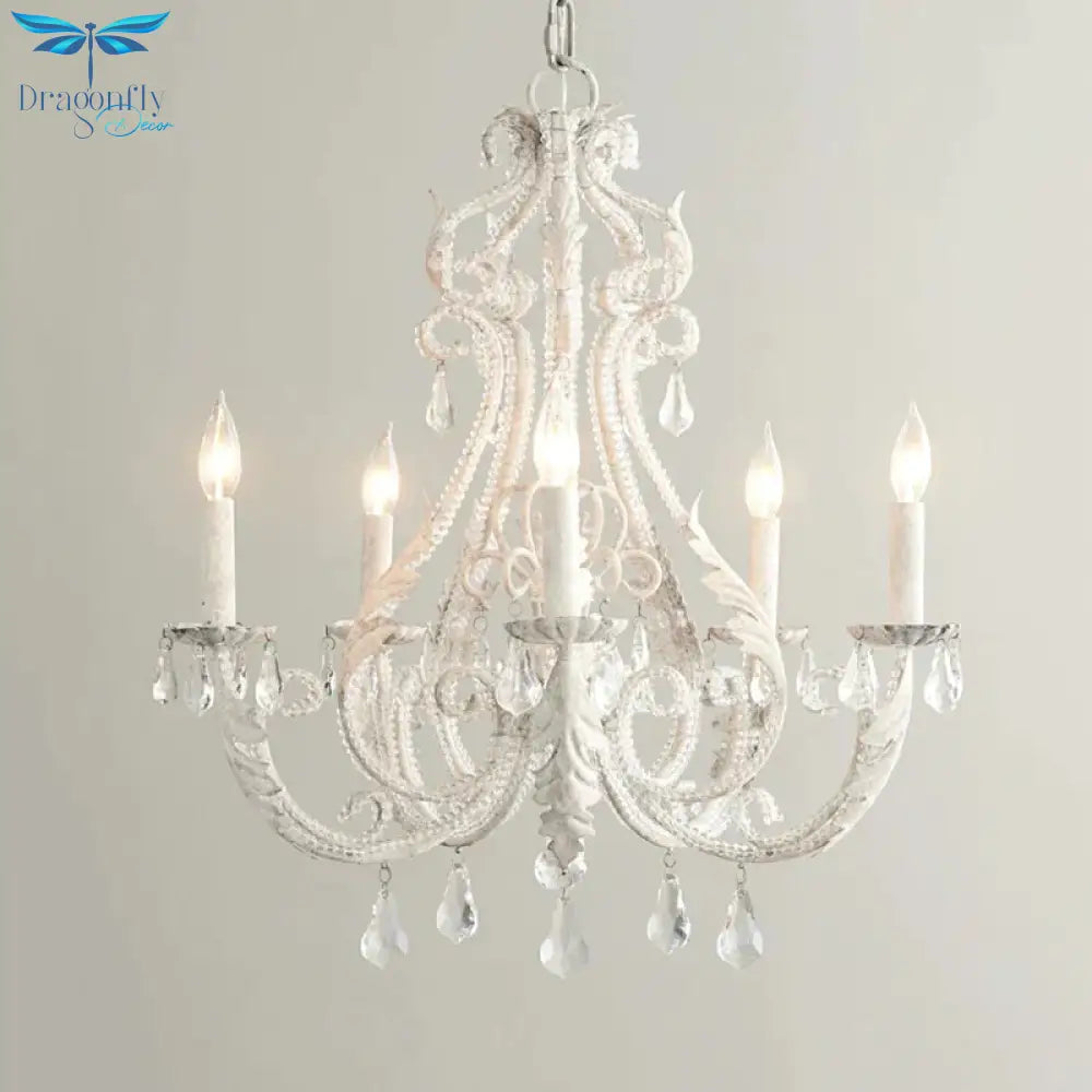 Grey/White Spur Chandelier Modern 5/6 Heads Crystal Ceiling Pendant Light For Living Room