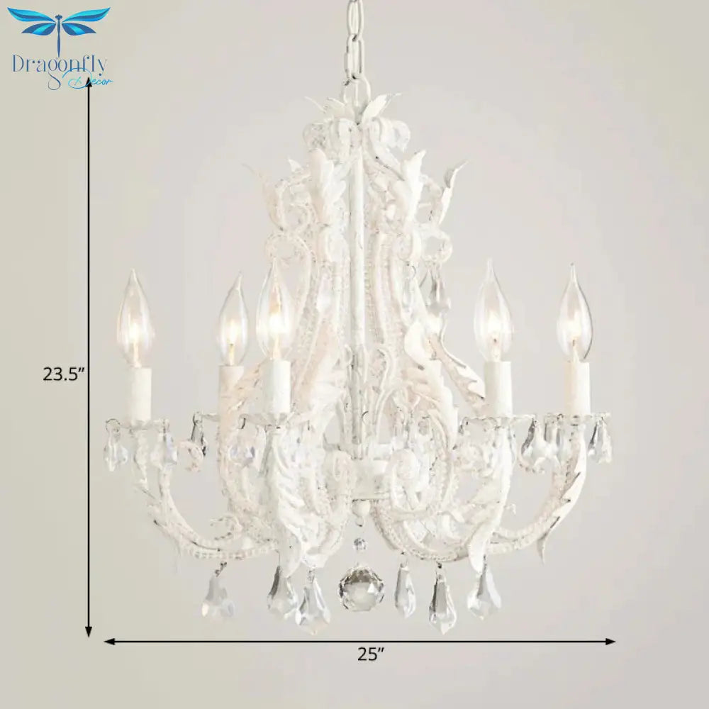 Grey/White Spur Chandelier Modern 5/6 Heads Crystal Ceiling Pendant Light For Living Room