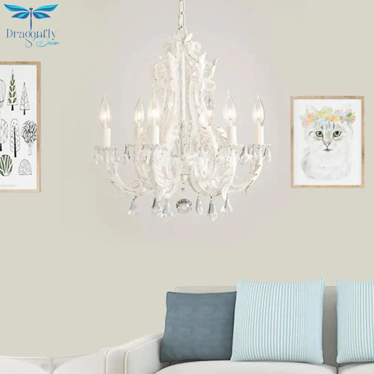 Grey/White Spur Chandelier Modern 5/6 Heads Crystal Ceiling Pendant Light For Living Room