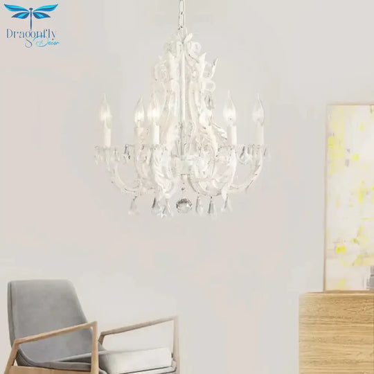 Grey/White Spur Chandelier Modern 5/6 Heads Crystal Ceiling Pendant Light For Living Room