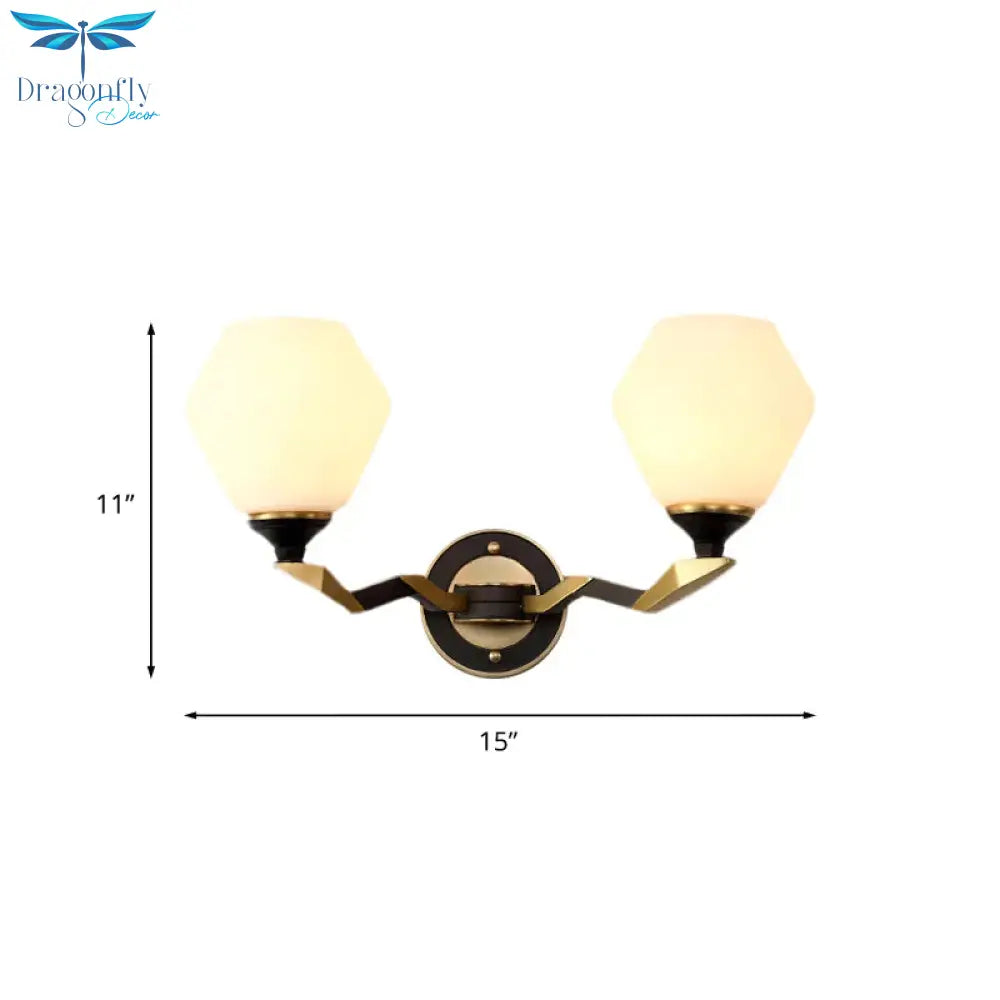 Hexagon Wall Light Black And Gold Frosted Glass Lighting Fixture