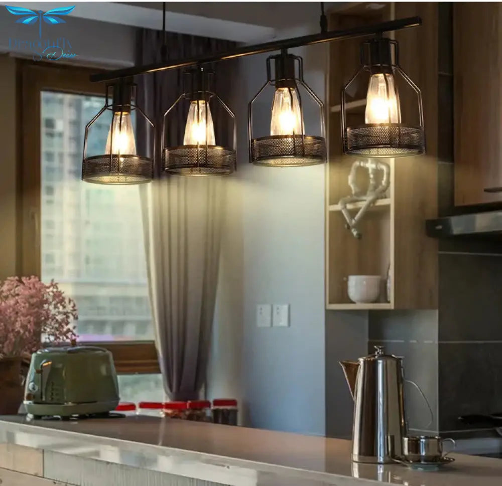 Industrial Style Creative Living Room Dining Bar Table Chandelier American Retro Iron Lamp Multi