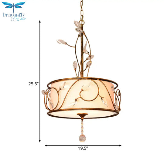 Iron Gold Ceiling Chandelier 16’/19.5’ Dia 3 - Light Round Antique Suspension Pendant With