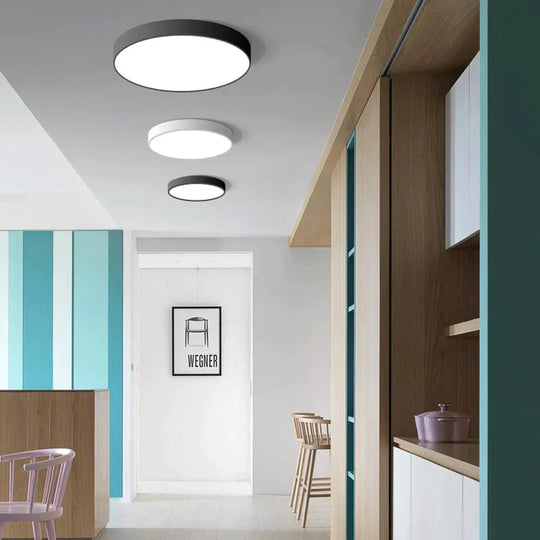 Karli - Nordic Led Ceiling Lights Ultra Thin Modern Lighting 23Cm 12W / Black - Cool - White
