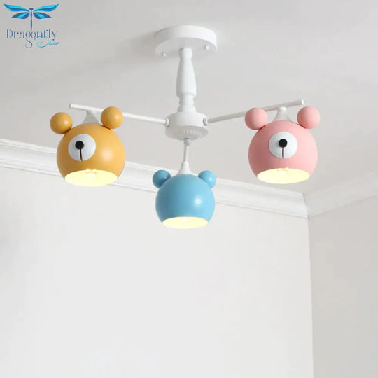 Kid Bedroom Animal Pendant Lighting Metal Cartoon Multi Color Hanging Ornaments