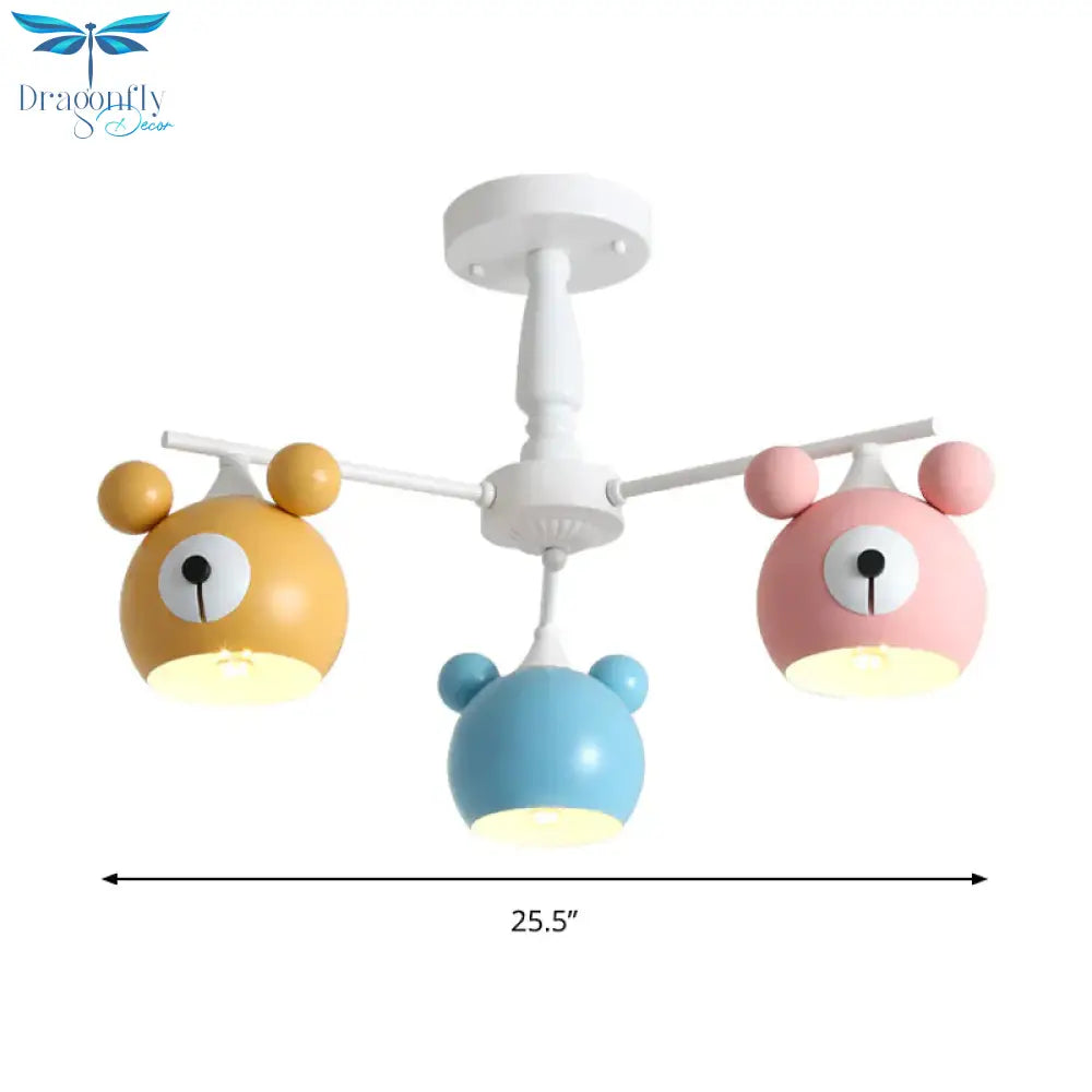 Kid Bedroom Animal Pendant Lighting Metal Cartoon Multi Color Hanging Ornaments
