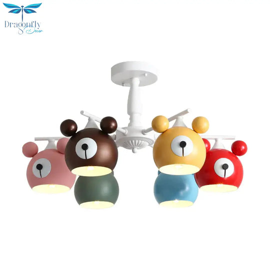 Kid Bedroom Animal Pendant Lighting Metal Cartoon Multi Color Hanging Ornaments