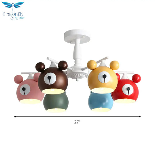 Kid Bedroom Animal Pendant Lighting Metal Cartoon Multi Color Hanging Ornaments
