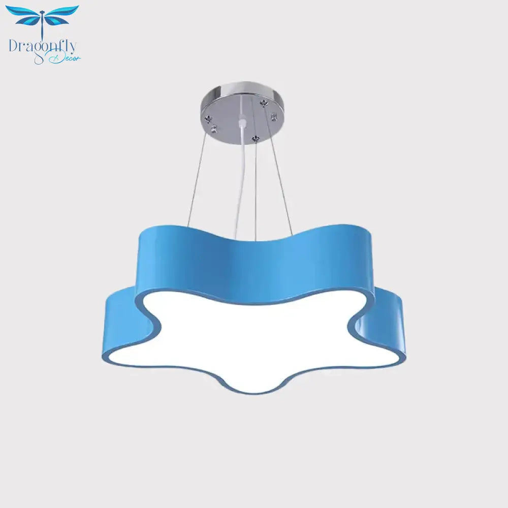 Kids Led Pendant Light Kit With Acrylic Shade Red/Yellow/Blue Star Hanging Chandelier For Bedroom