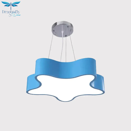 Kids Led Pendant Light Kit With Acrylic Shade Red/Yellow/Blue Star Hanging Chandelier For Bedroom