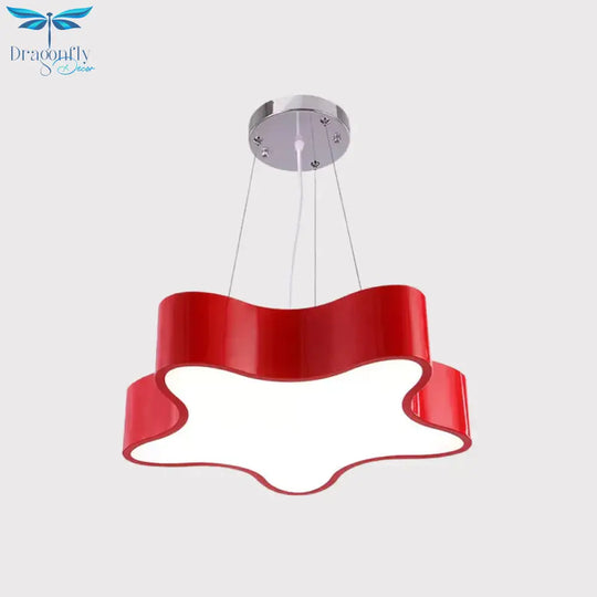 Kids Led Pendant Light Kit With Acrylic Shade Red/Yellow/Blue Star Hanging Chandelier For Bedroom