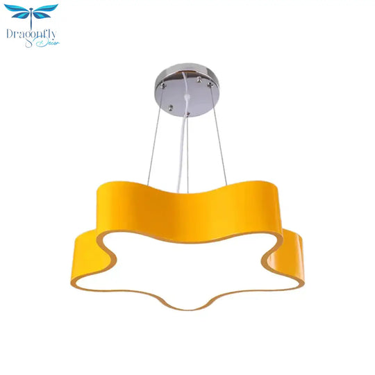 Kids Led Pendant Light Kit With Acrylic Shade Red/Yellow/Blue Star Hanging Chandelier For Bedroom