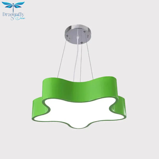 Kids Led Pendant Light Kit With Acrylic Shade Red/Yellow/Blue Star Hanging Chandelier For Bedroom