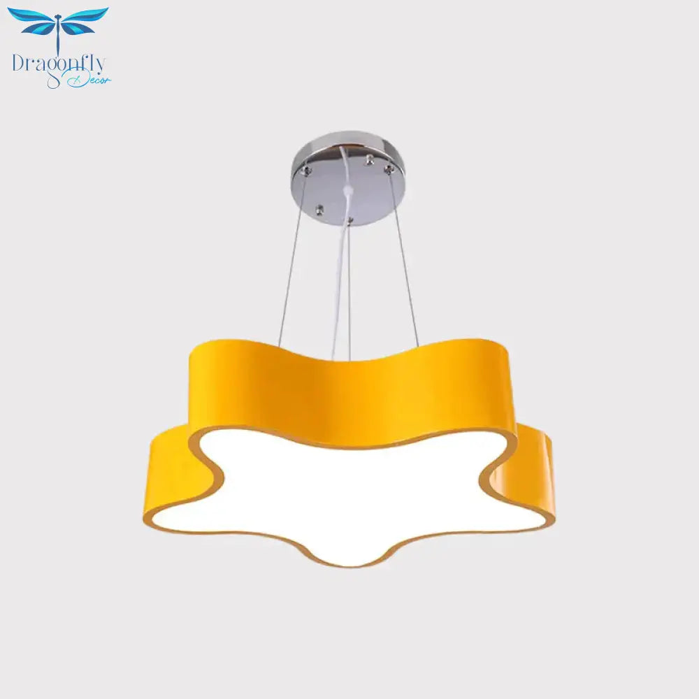 Kids Led Pendant Light Kit With Acrylic Shade Red/Yellow/Blue Star Hanging Chandelier For Bedroom