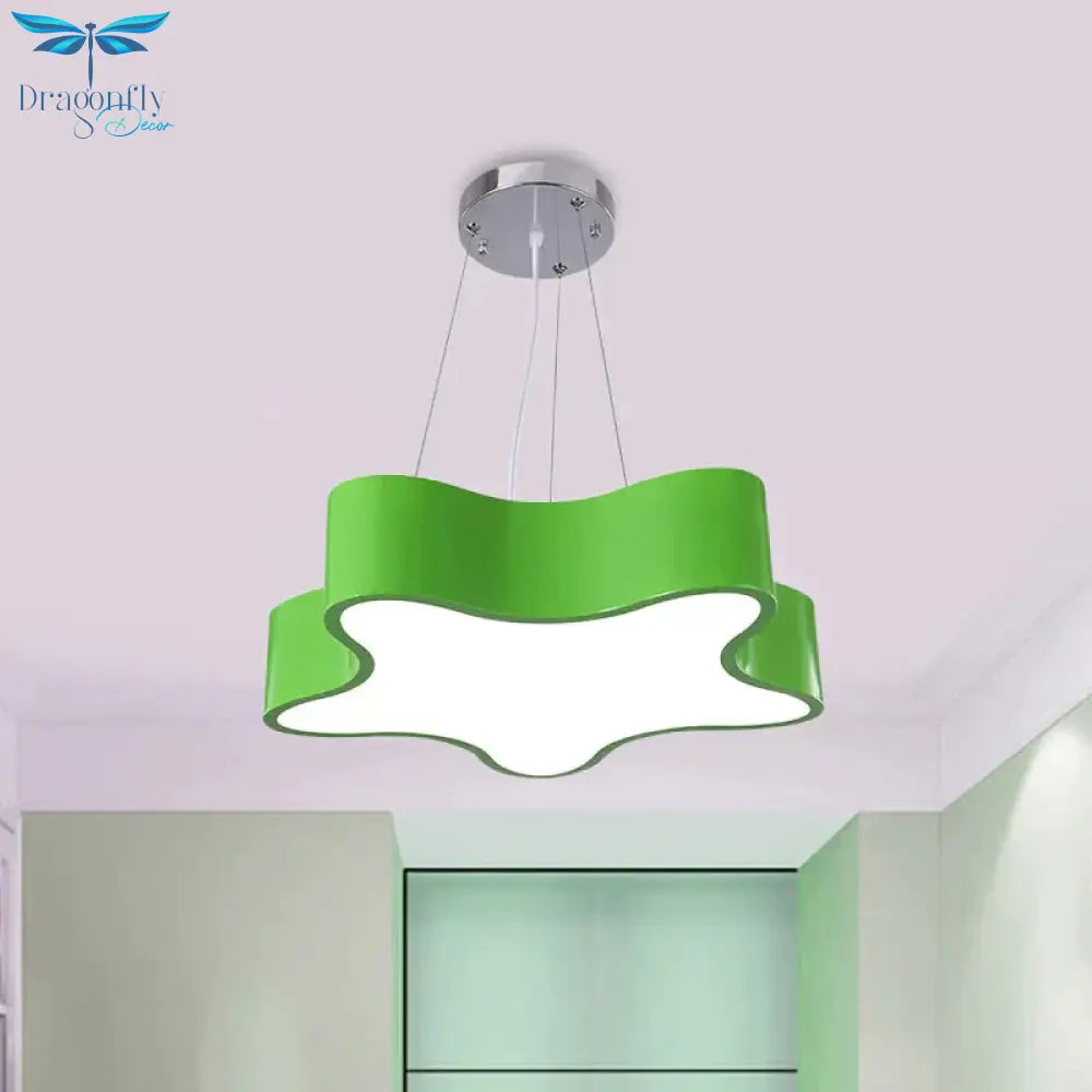 Kids Led Pendant Light Kit With Acrylic Shade Red/Yellow/Blue Star Hanging Chandelier For Bedroom