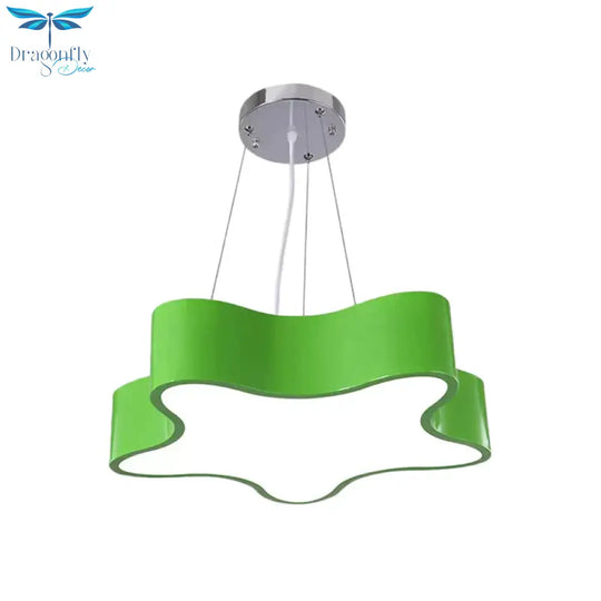 Kids Led Pendant Light Kit With Acrylic Shade Red/Yellow/Blue Star Hanging Chandelier For Bedroom