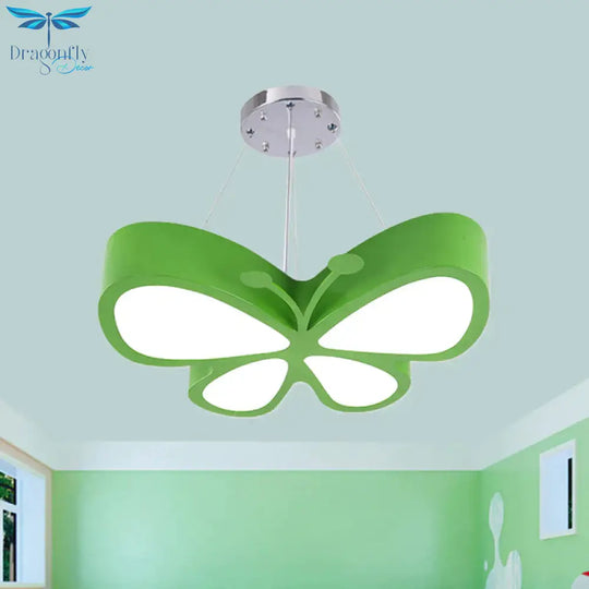 Kids Style Butterfly Chandelier Light Acrylic Led Hallway Ceiling Hang Fixture In Red/Blue/Yellow