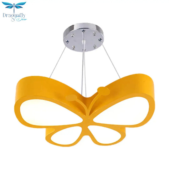 Kids Style Butterfly Chandelier Light Acrylic Led Hallway Ceiling Hang Fixture In Red/Blue/Yellow